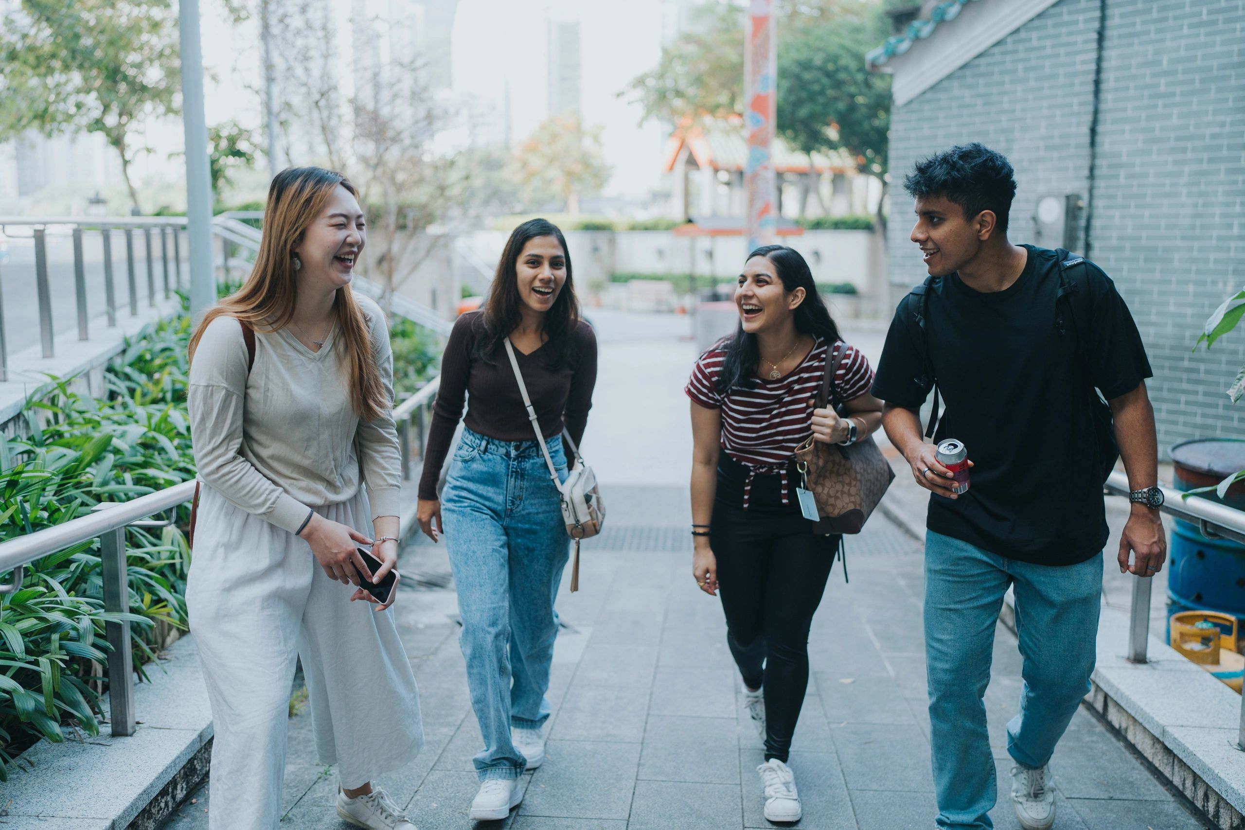 Prospective students walking together on campus